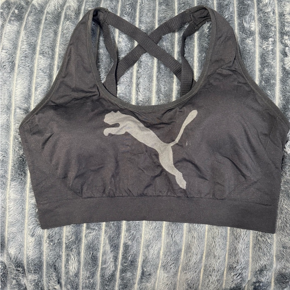 Puma Black/charcoal Sports Bra NWOT